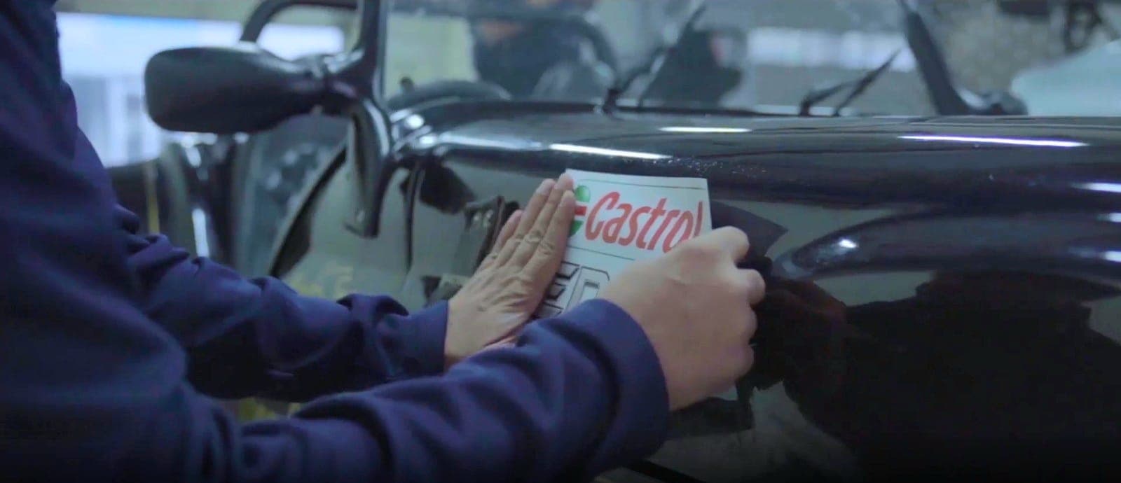 Castrol decal on a vintage car