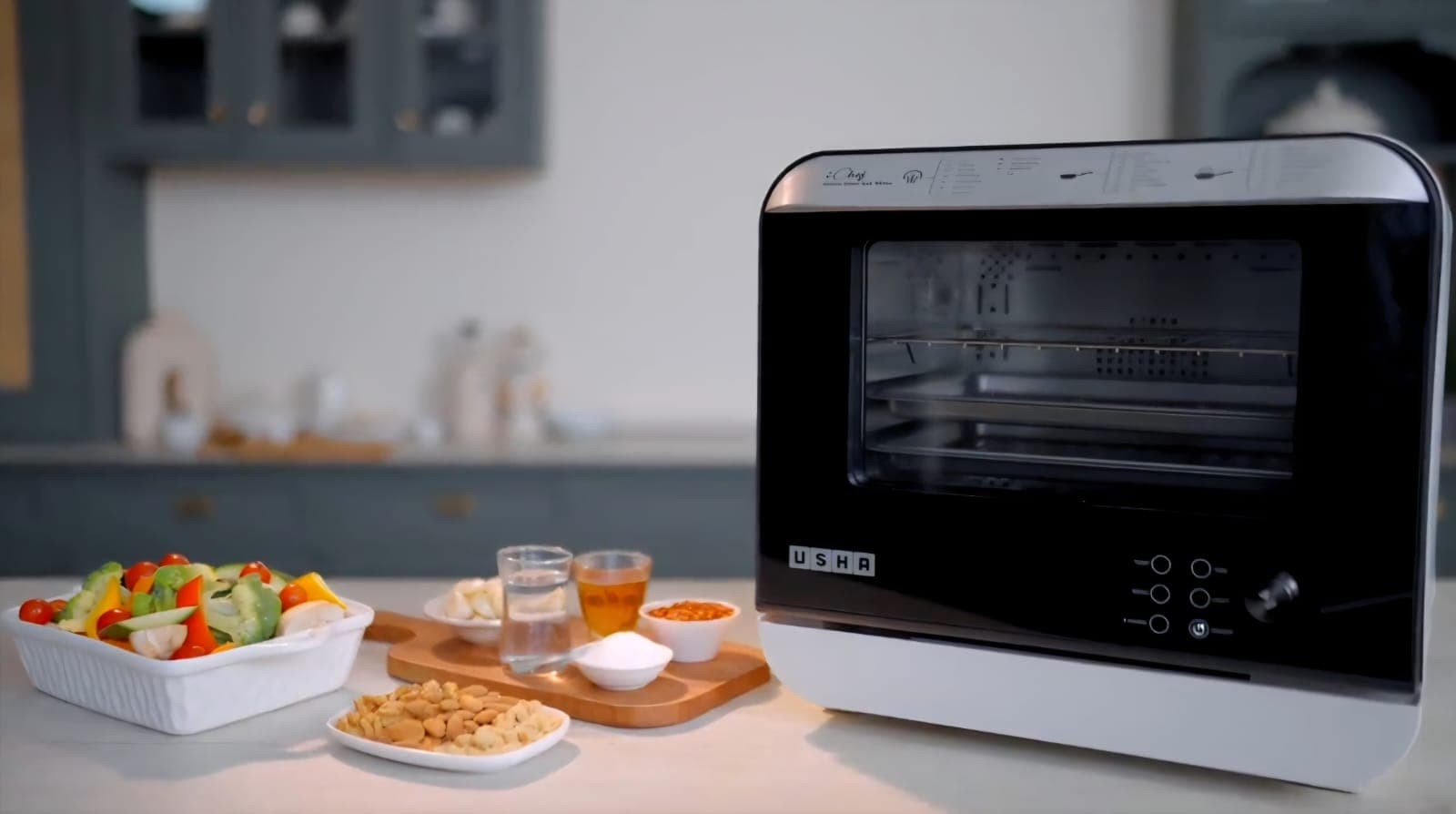 Usha countertop oven with styled food