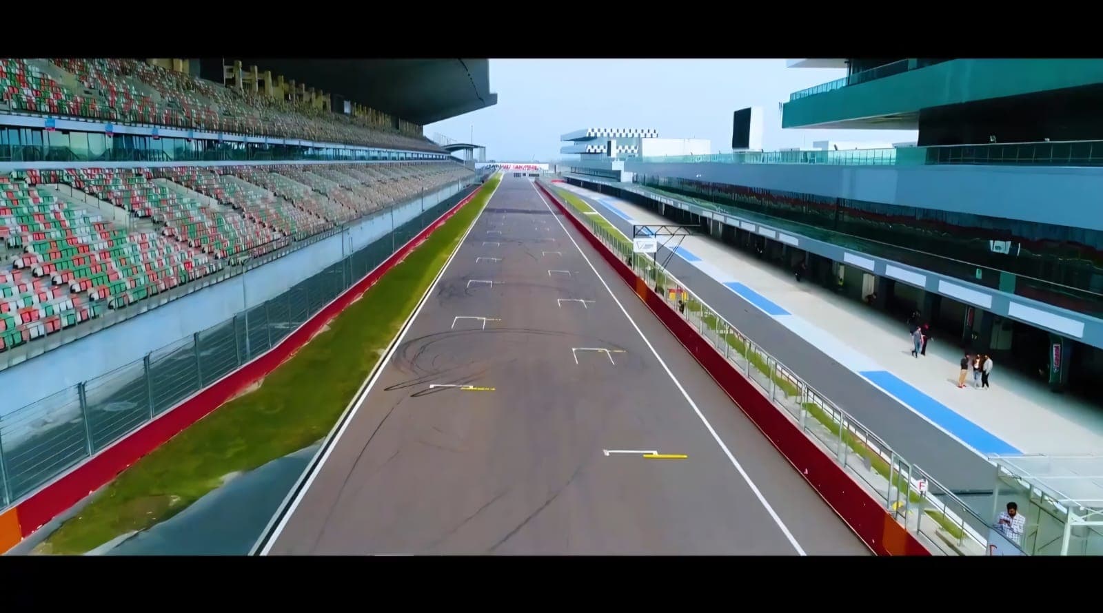 Drone view down the main straight