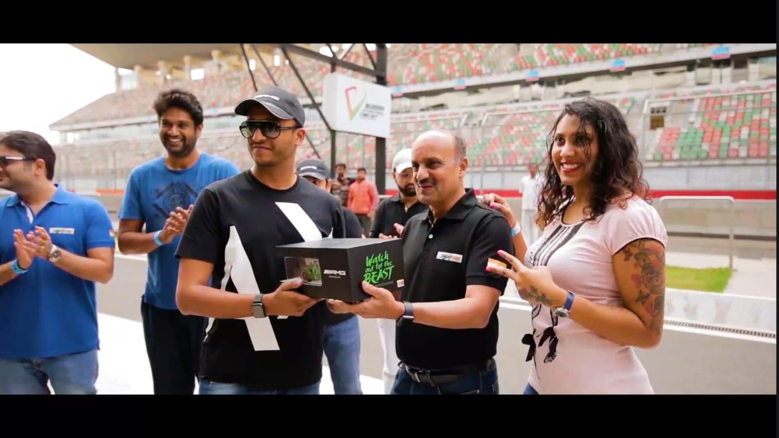 Pit-lane prize handover