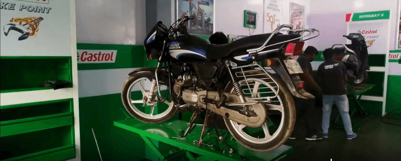 Motorcycle on a service lift
